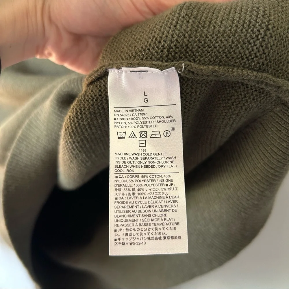 Banana Republic Factory Vegan Suede Patch Sweater Olive Green Large